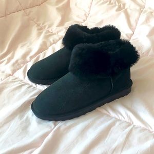 black fur boots